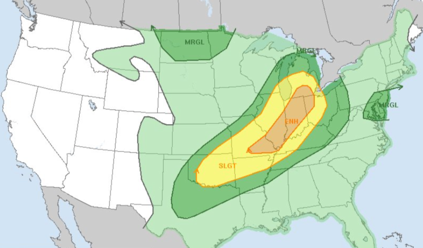 Severe Weather Alert: Illinois Faces Enhanced Storm Risk on Wednesday